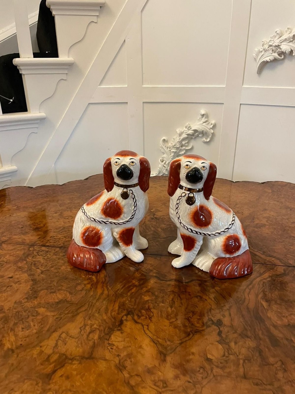  Pair of Antique Victorian Quality Staffordshire Dogs 