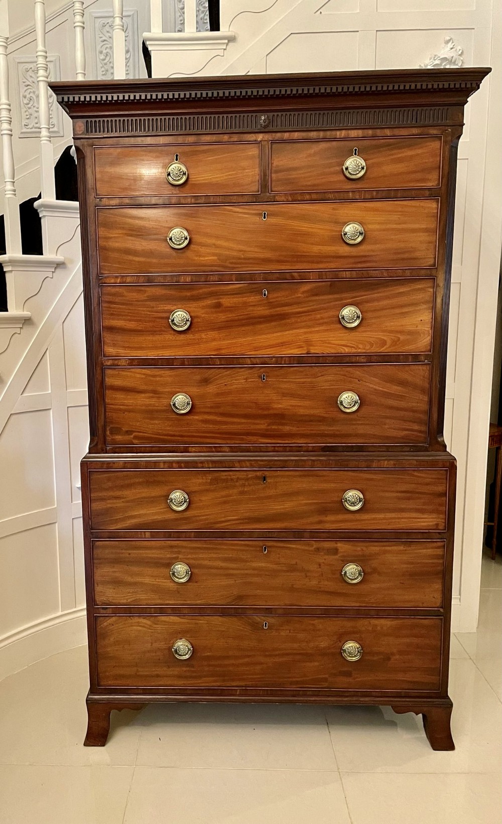 Antique George IIl Quality Mahogany Chest on Chest 