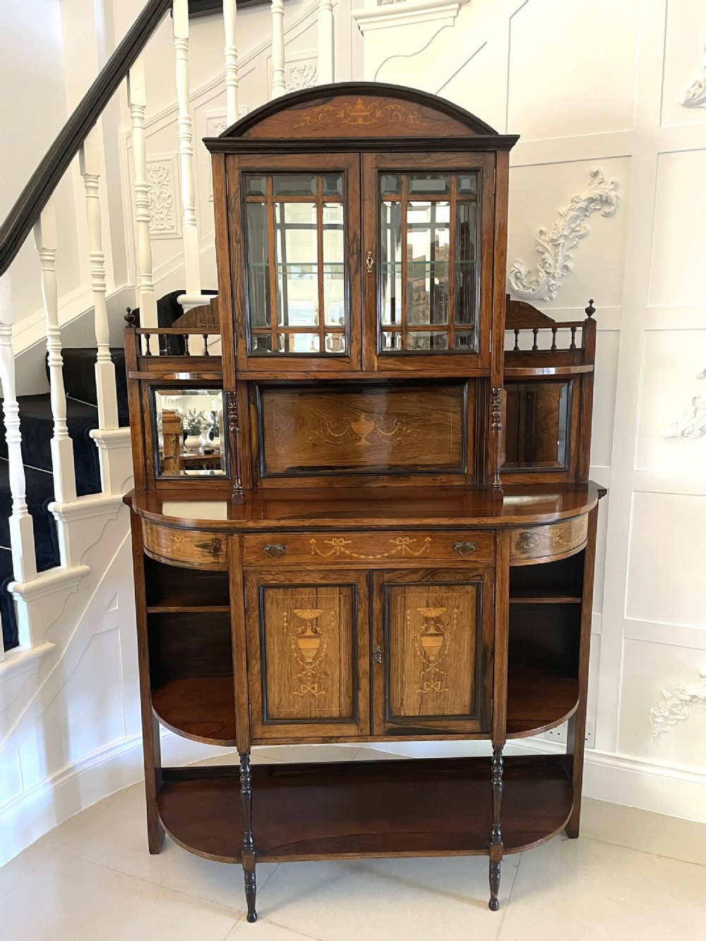 Antique Victorian Quality Rosewood Inlaid Side Cabinet 