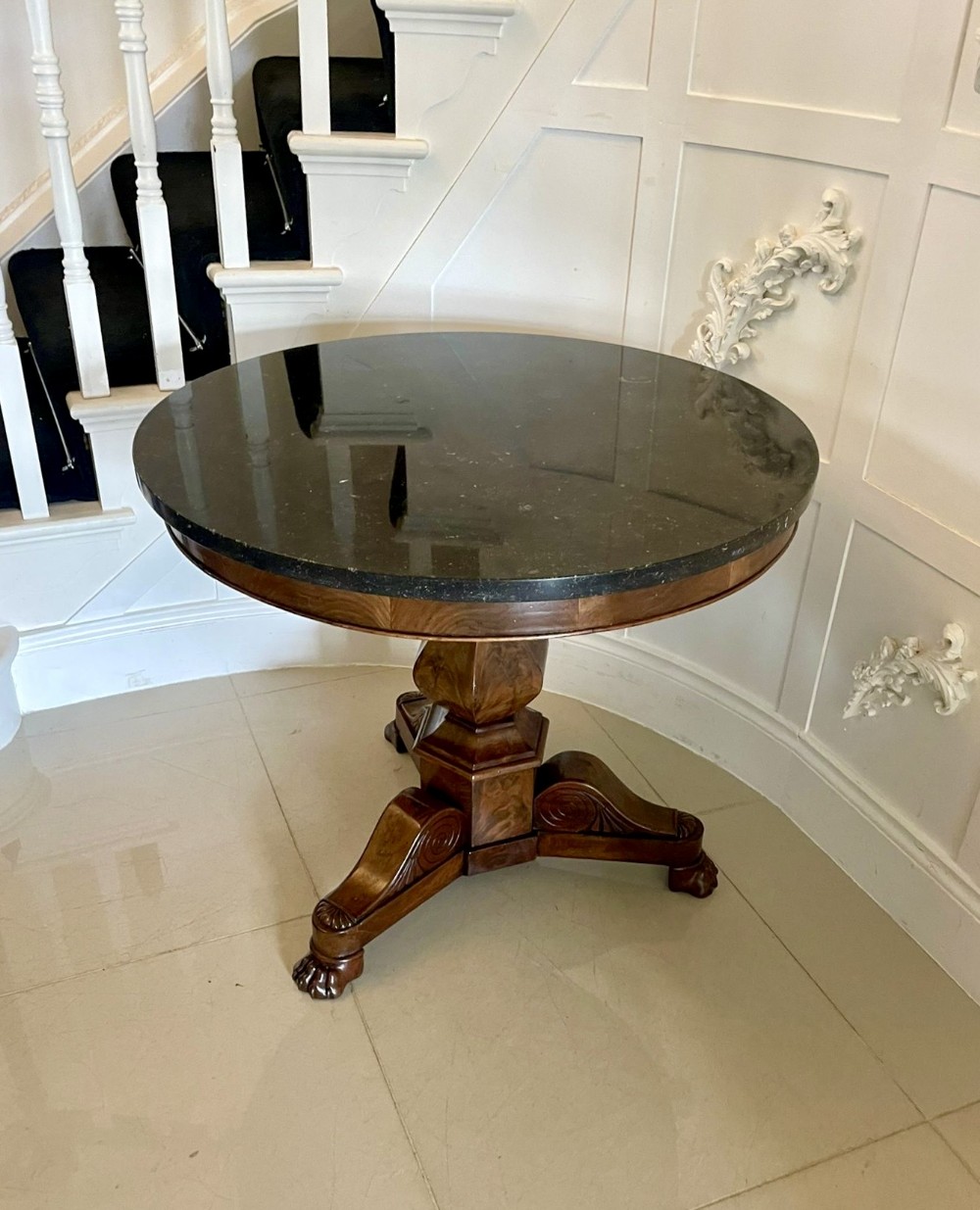 Antique Regency Quality Mahogany Circular Marble Top Centre/Lamp Table 