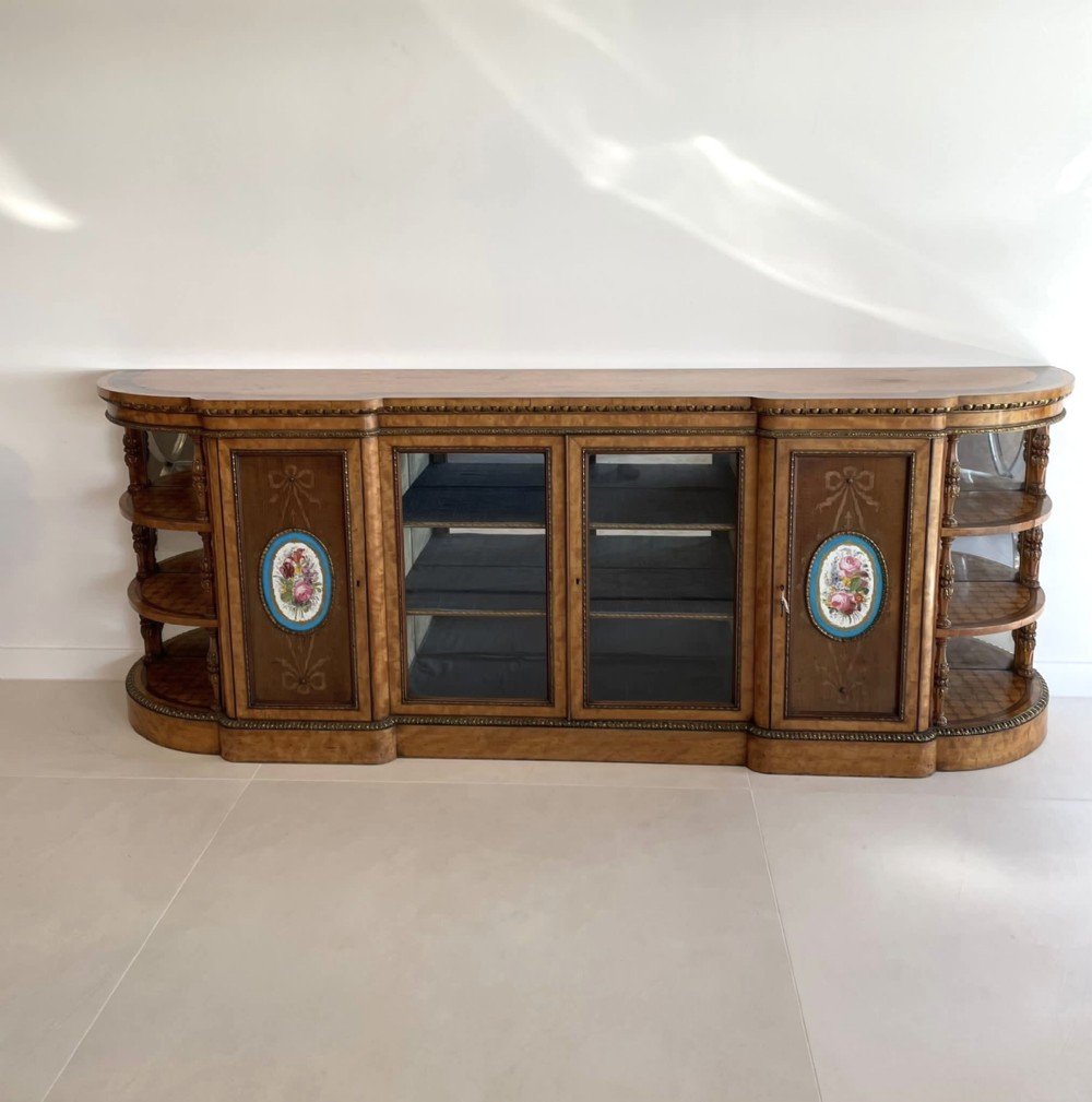 Magnificent Exhibition Quality Large Antique Satinwood Inland And Ormolu Mounted Credenza/Sideboard 