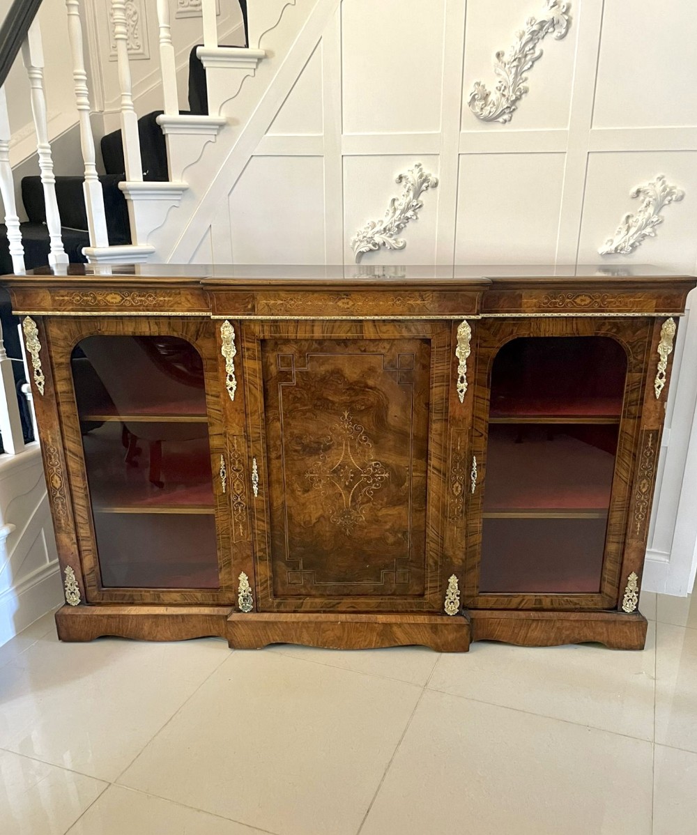 Fine Quality 19th Century Antique Victorian Burr Walnut Inlaid Credenza/Sideboard
