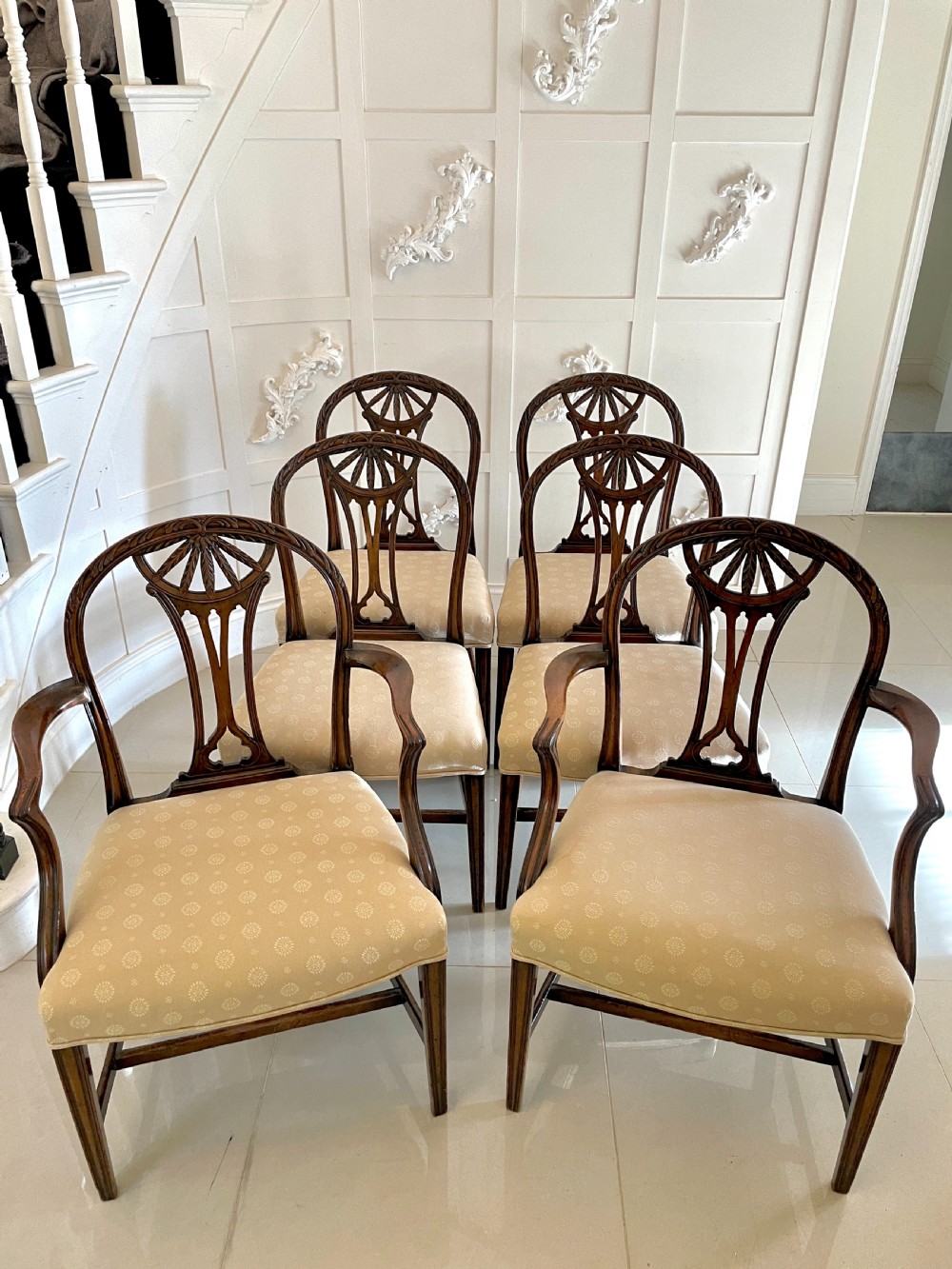 Set of Six Antique 19th Century Quality Carved Mahogany Dining Chairs  View XV