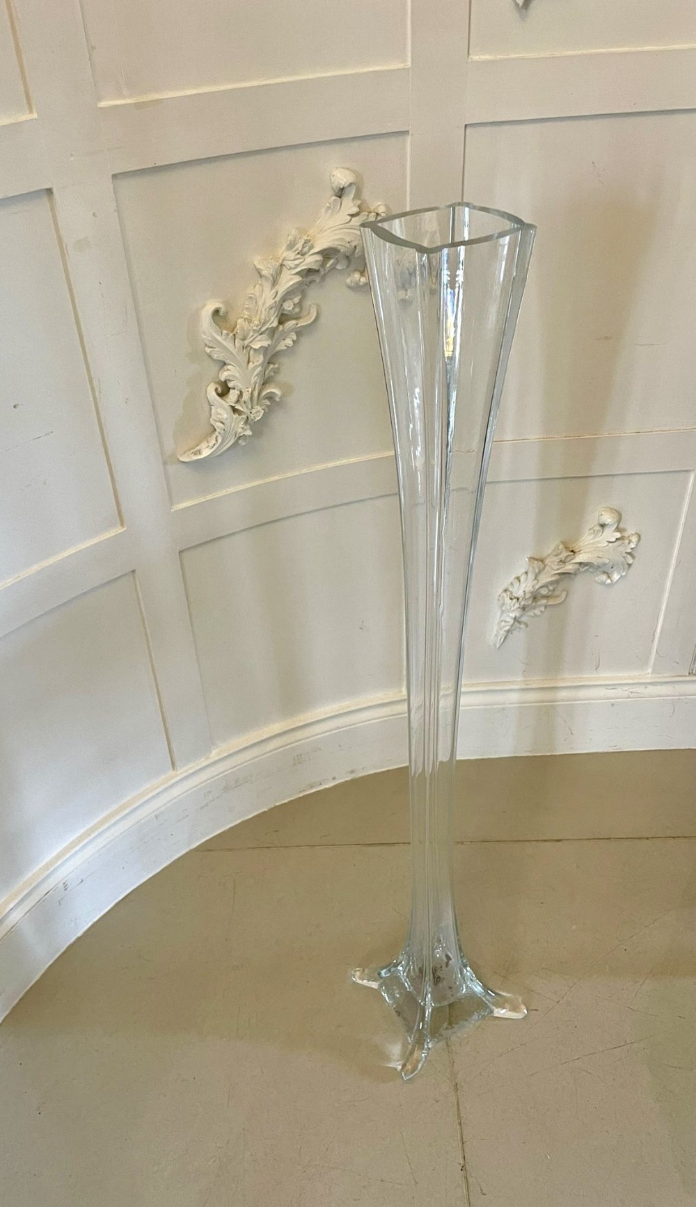 Unusual Large Antique Victorian Quality Glass Floor Standing Vase