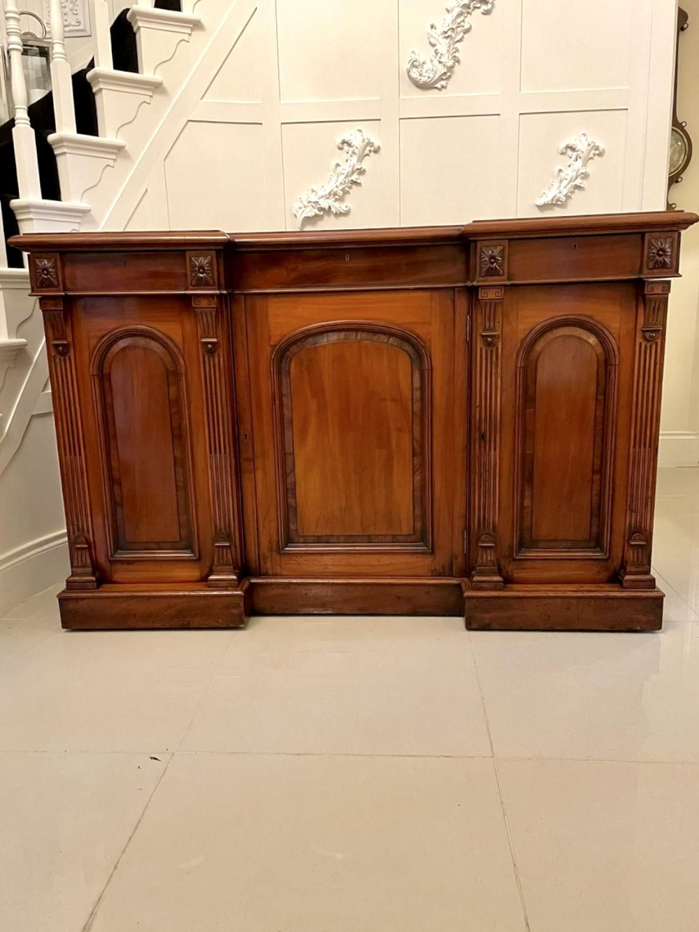 19th Century Antique Victorian Mahogany Breakfront Sideboard 
