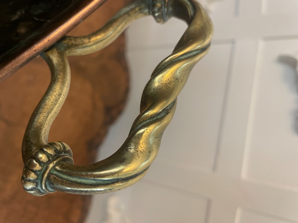 Unusual Antique Victorian Quality Copper and Brass Large Coal Scuttle  View III