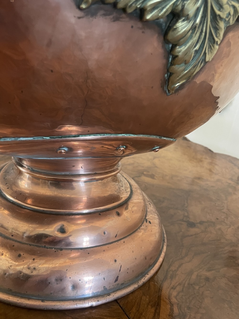 Unusual Antique Victorian Quality Copper and Brass Large Coal Scuttle  View IX