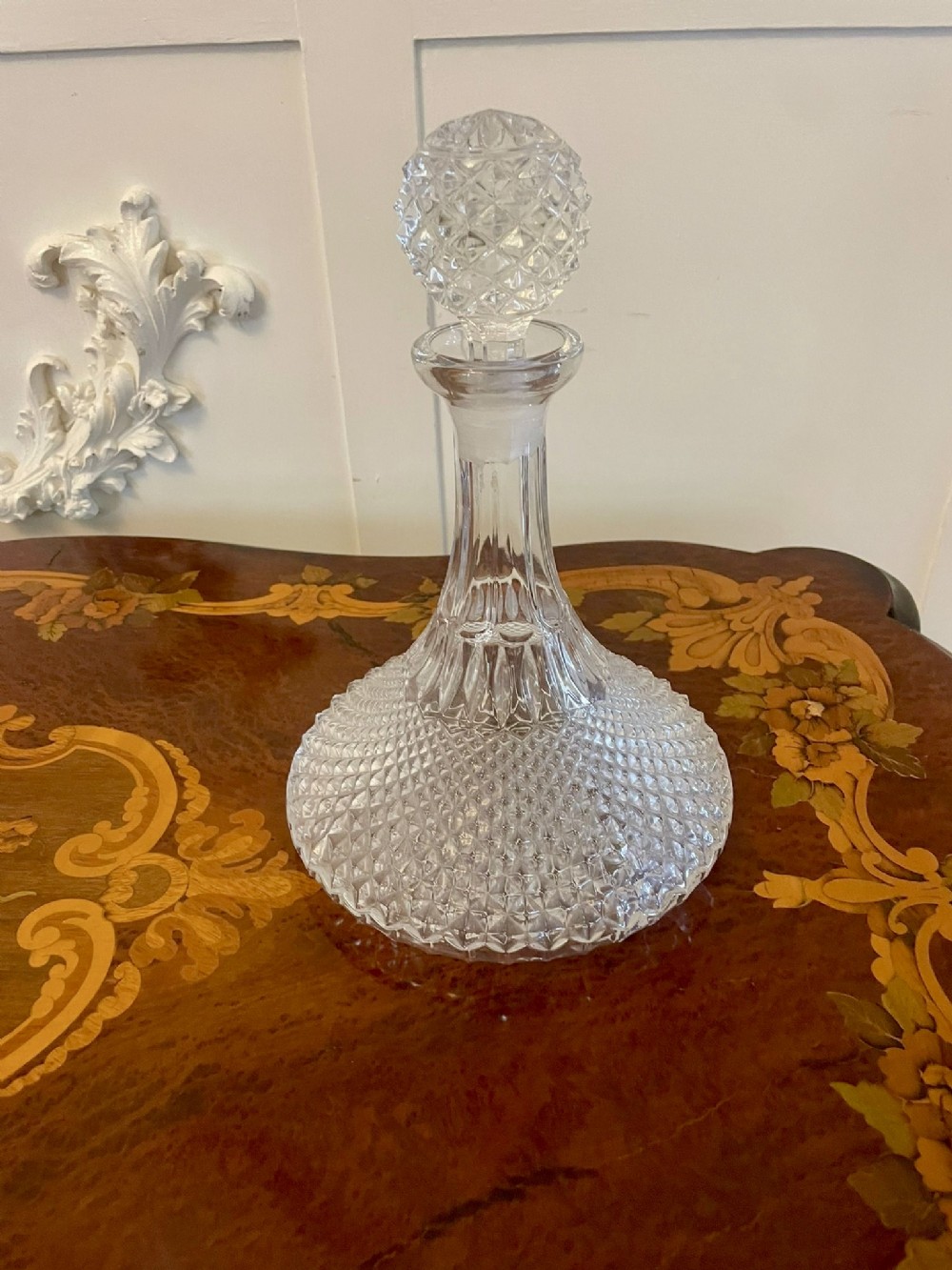 Antique Edwardian Quality Cut Glass Ships Decanter 