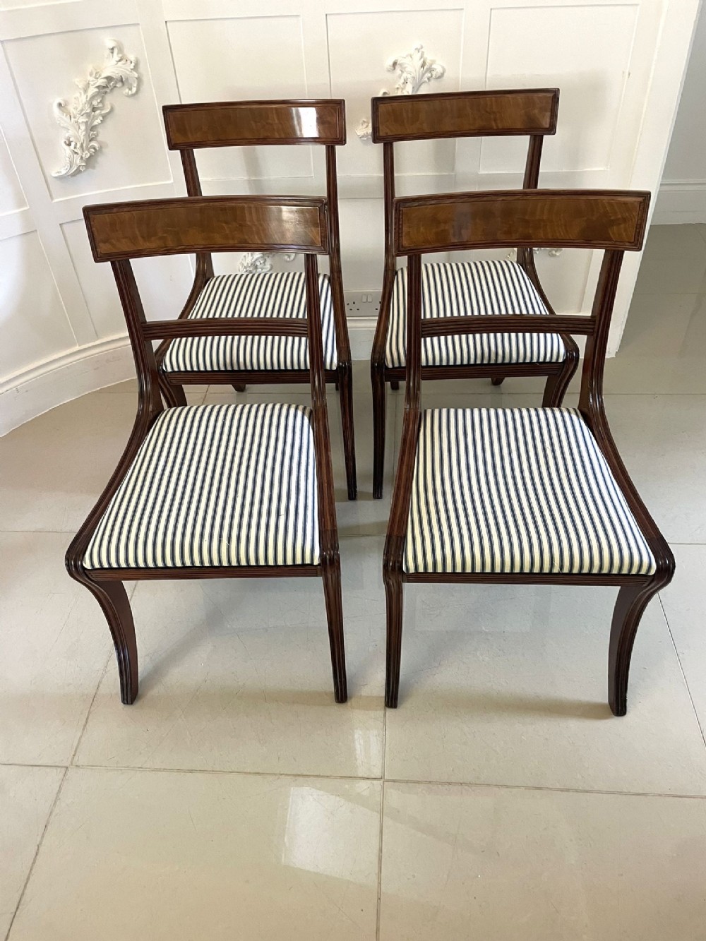 Set of 4 Antique Regency Quality Mahogany Dining Chairs 