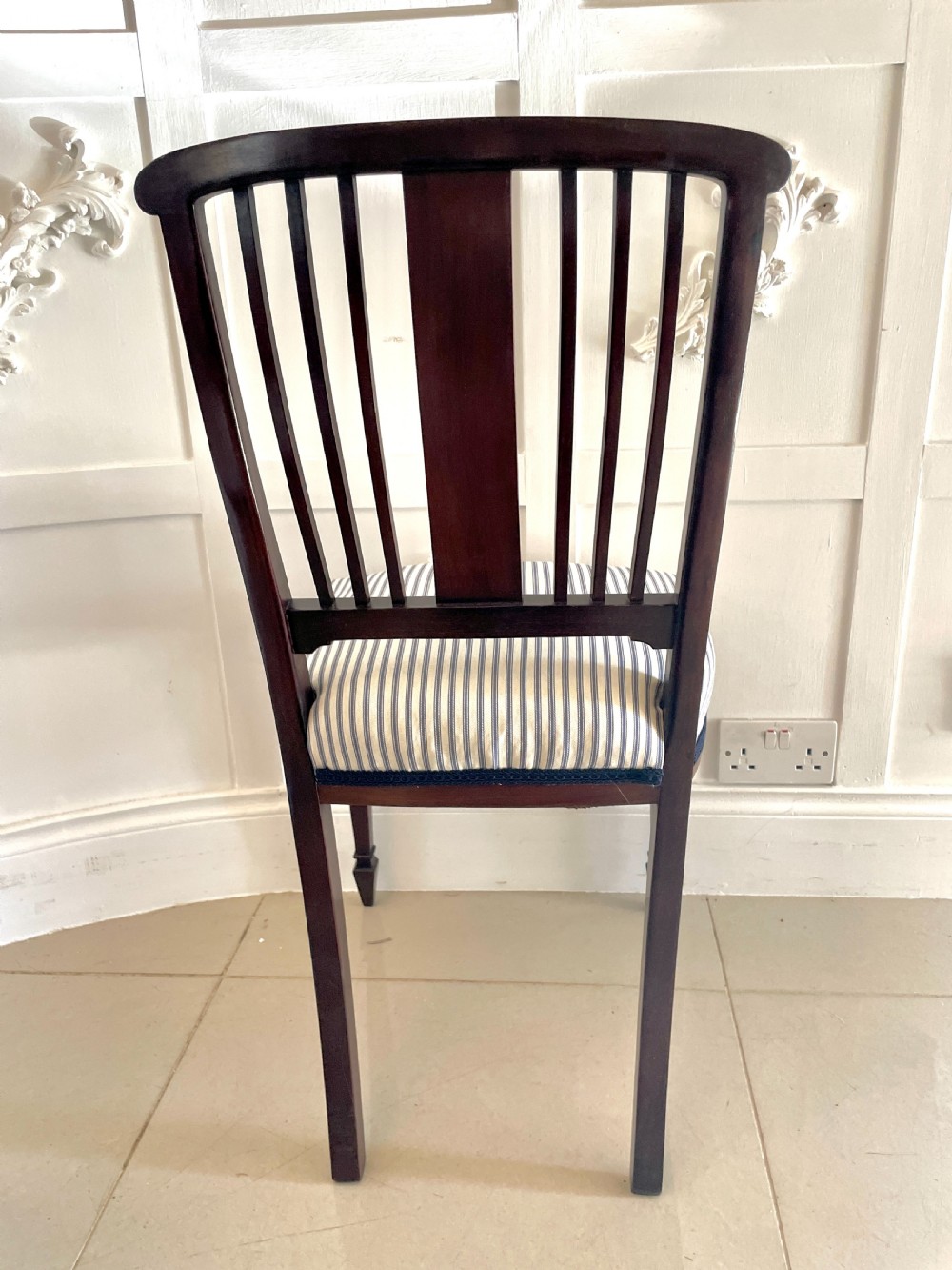 Set of 4 Antique Edwardian Quality Mahogany Inlaid Dining Chairs  View III