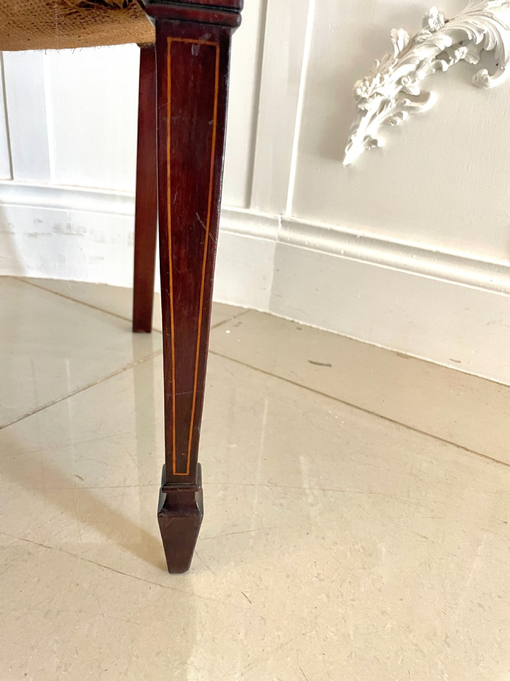 Set of 4 Antique Edwardian Quality Mahogany Inlaid Dining Chairs  View V