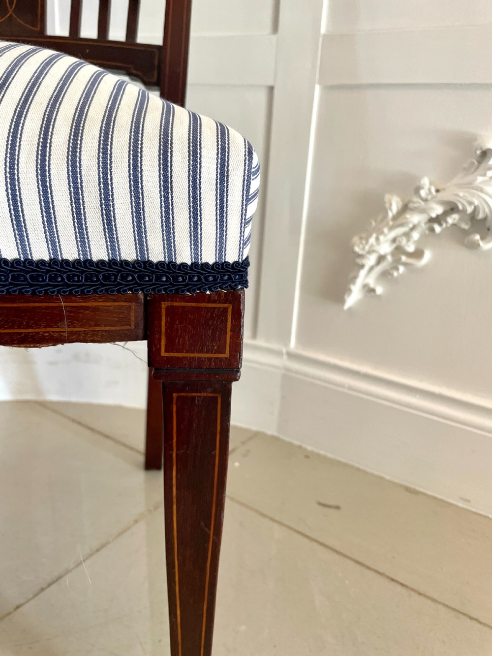 Set of 4 Antique Edwardian Quality Mahogany Inlaid Dining Chairs  View VI