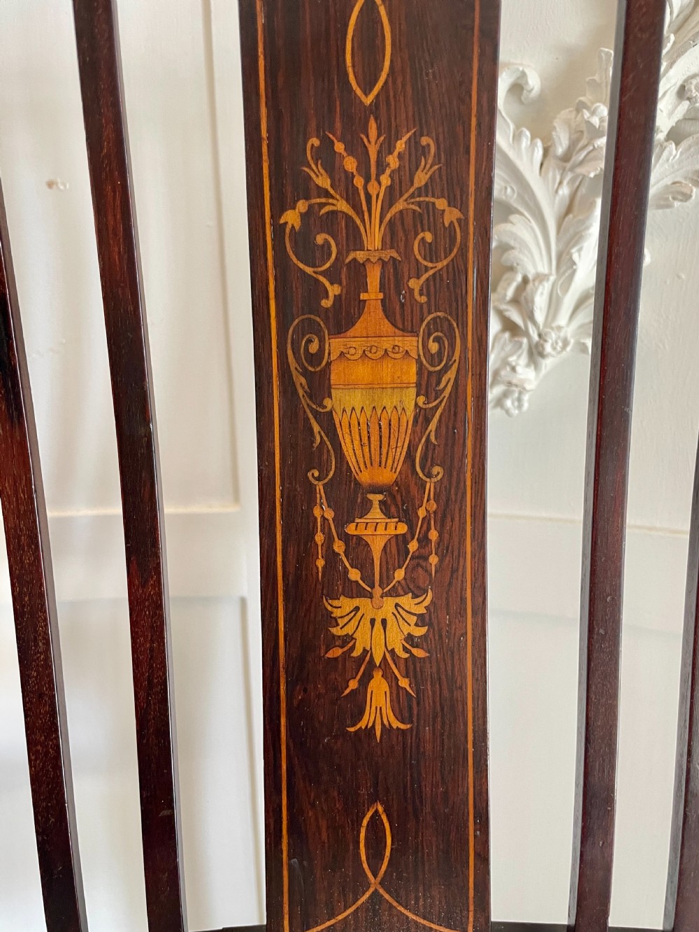 Set of 4 Antique Edwardian Quality Mahogany Inlaid Dining Chairs  View VIII