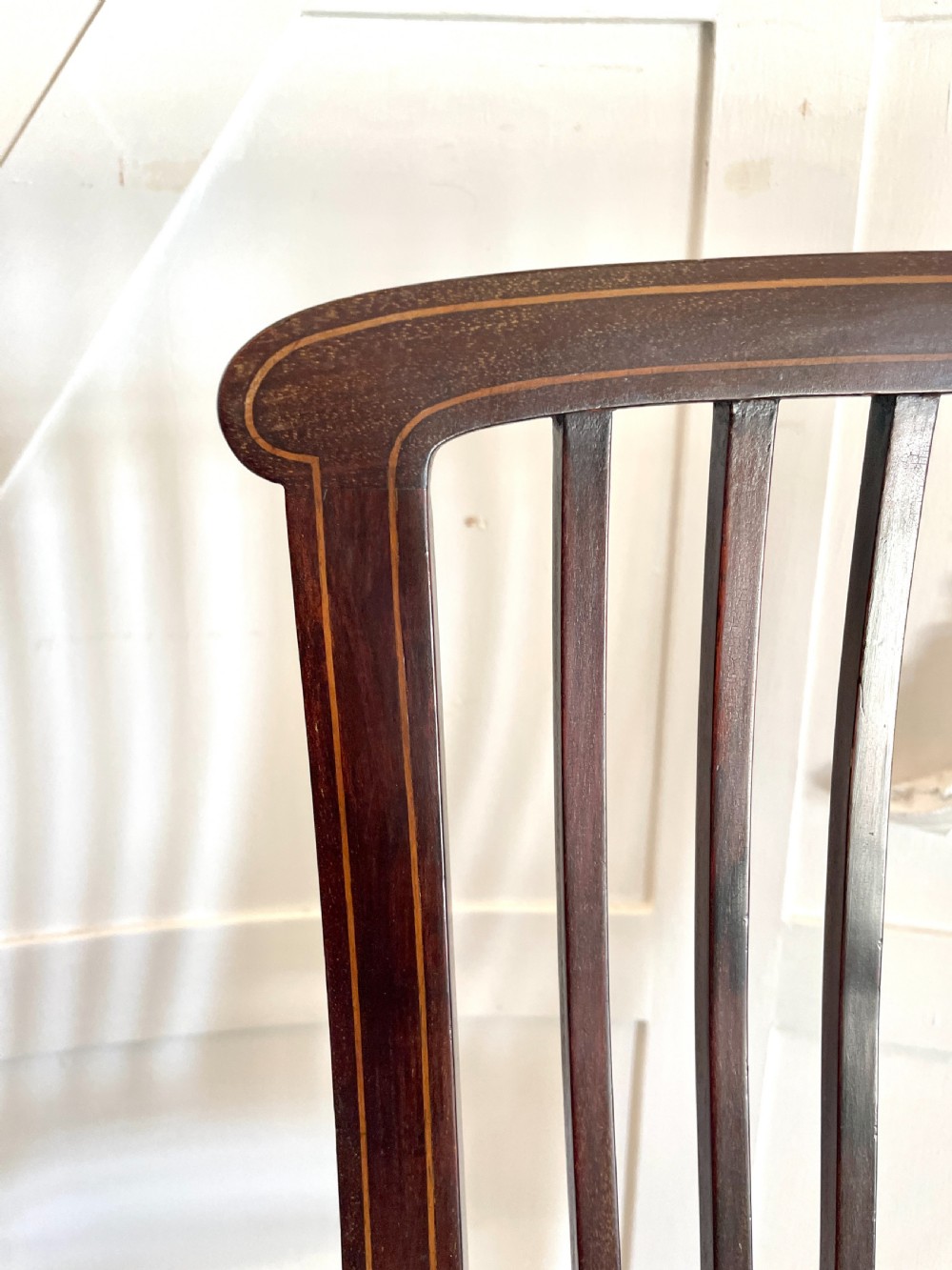 Set of 4 Antique Edwardian Quality Mahogany Inlaid Dining Chairs  View X