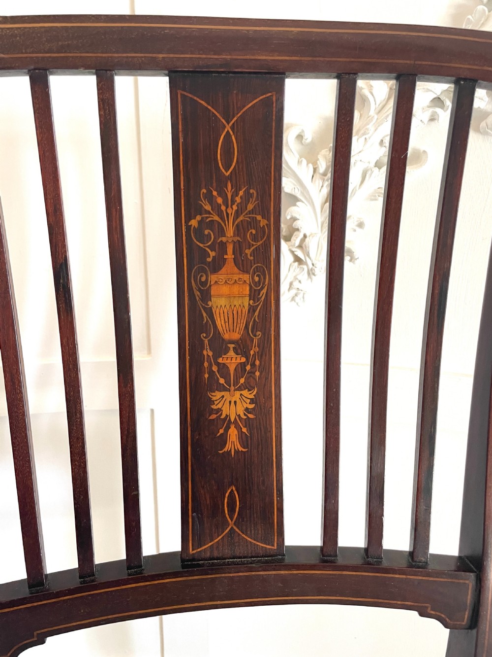 Set of 4 Antique Edwardian Quality Mahogany Inlaid Dining Chairs  View XI