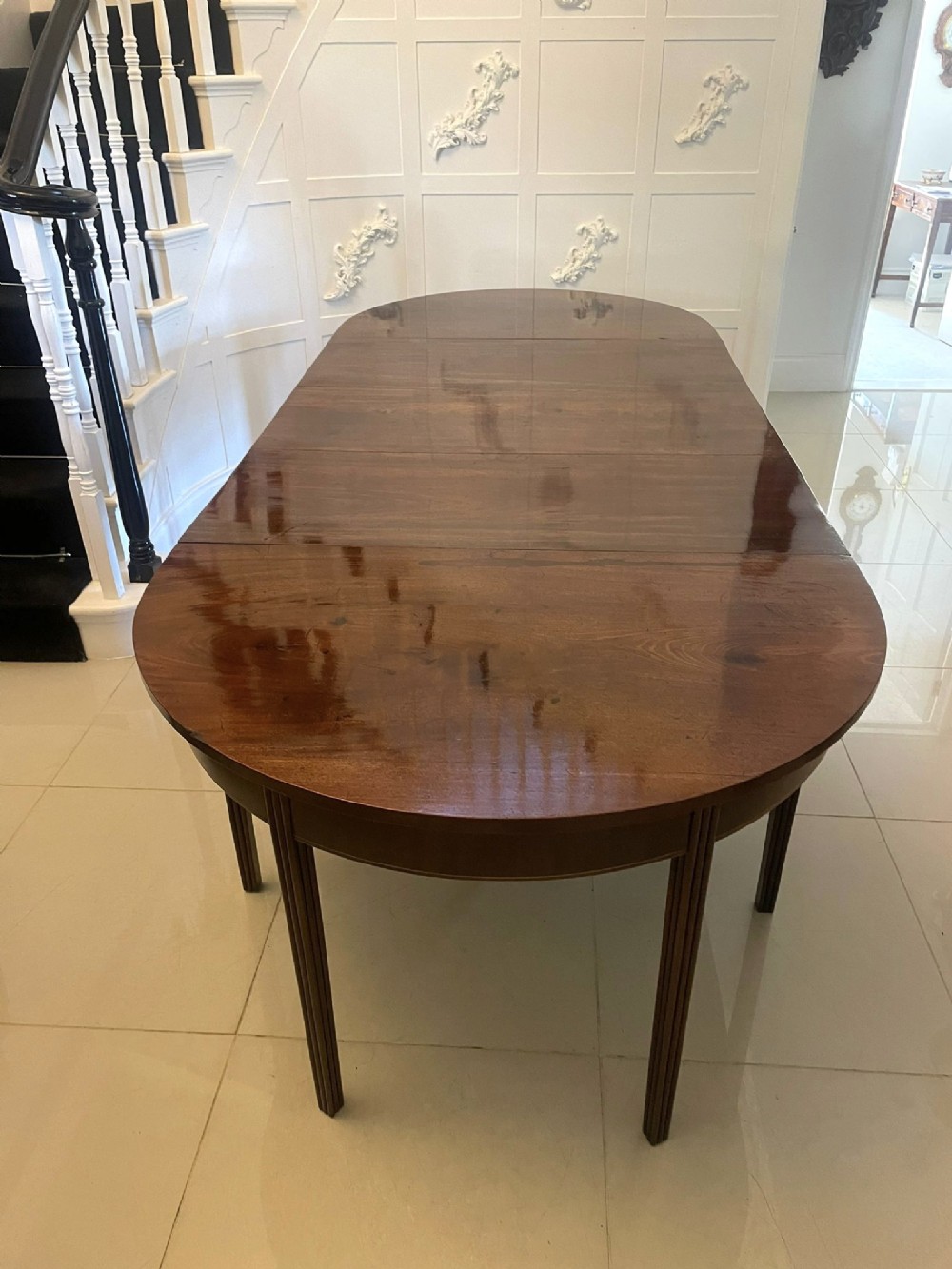 Outstanding Quality Antique George III Figured Mahogany Metamorphic Dining Table 72 x 108.5 x 261.2 cm