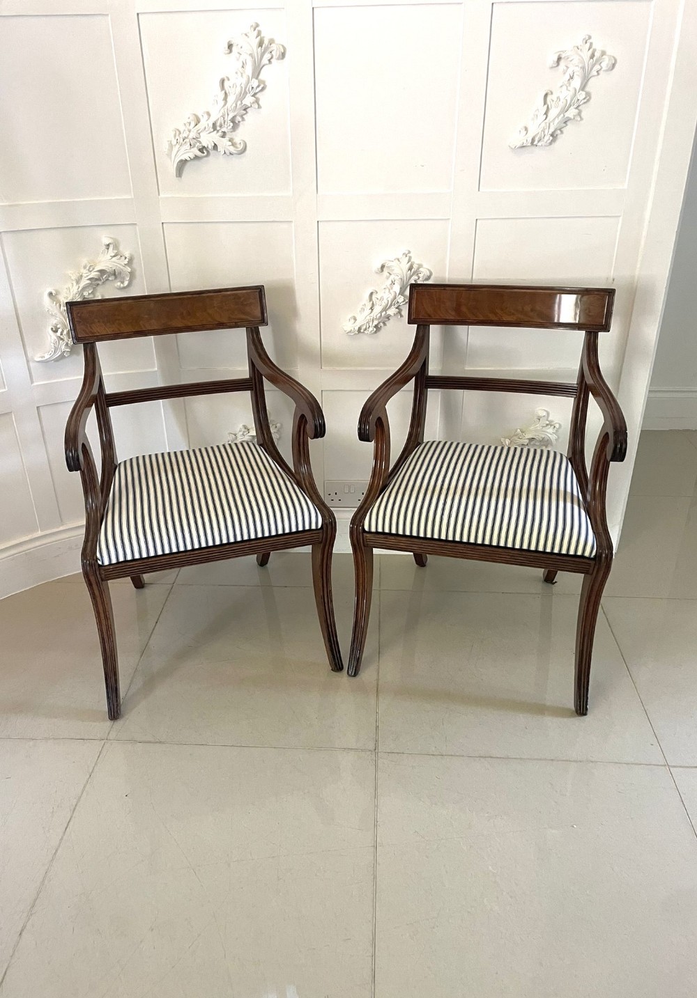 Superb Quality Pair of Antique Regency Mahogany Desk Chairs