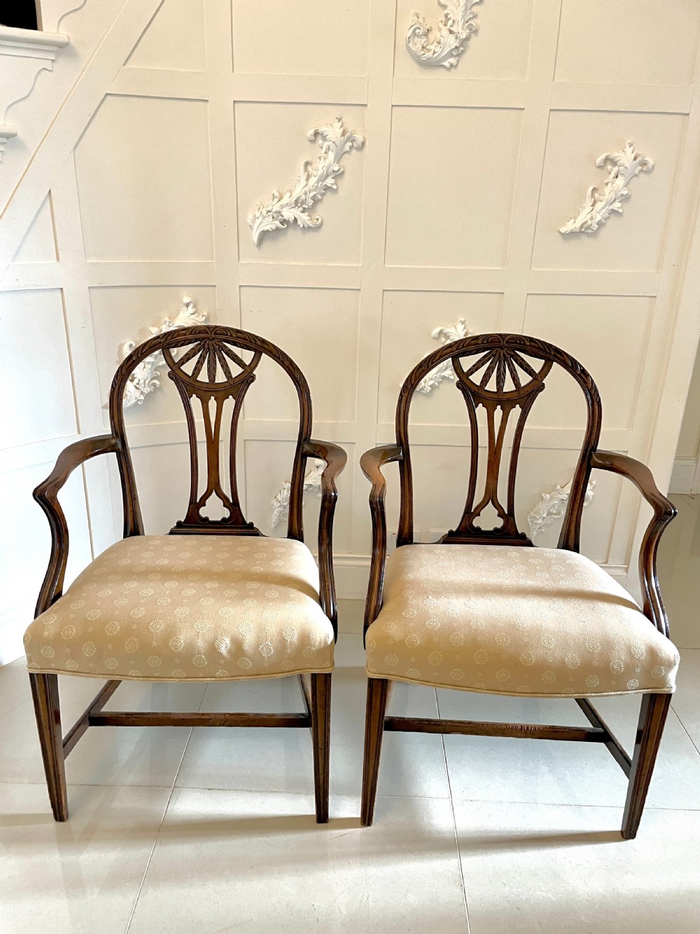 Pair of Antique 19th Century Quality Carved Mahogany Desk Chairs