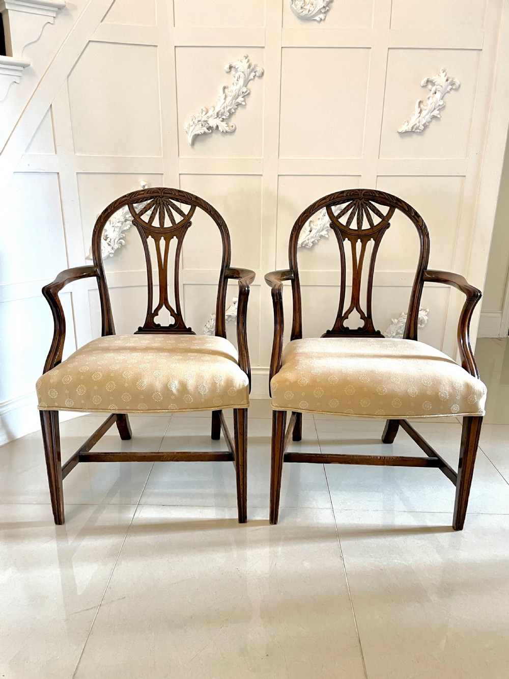 Pair of Antique 19th Century Quality Carved Mahogany Desk Chairs View IX
