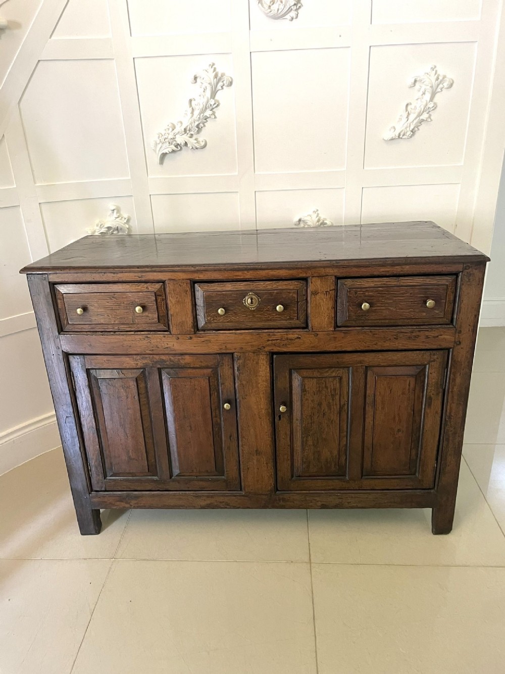 Antique 18th Century Quality Oak Dresser Base