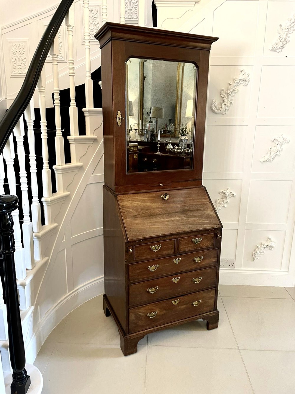 Outstanding Quality Antique George II Mahogany Bureau Bookcase