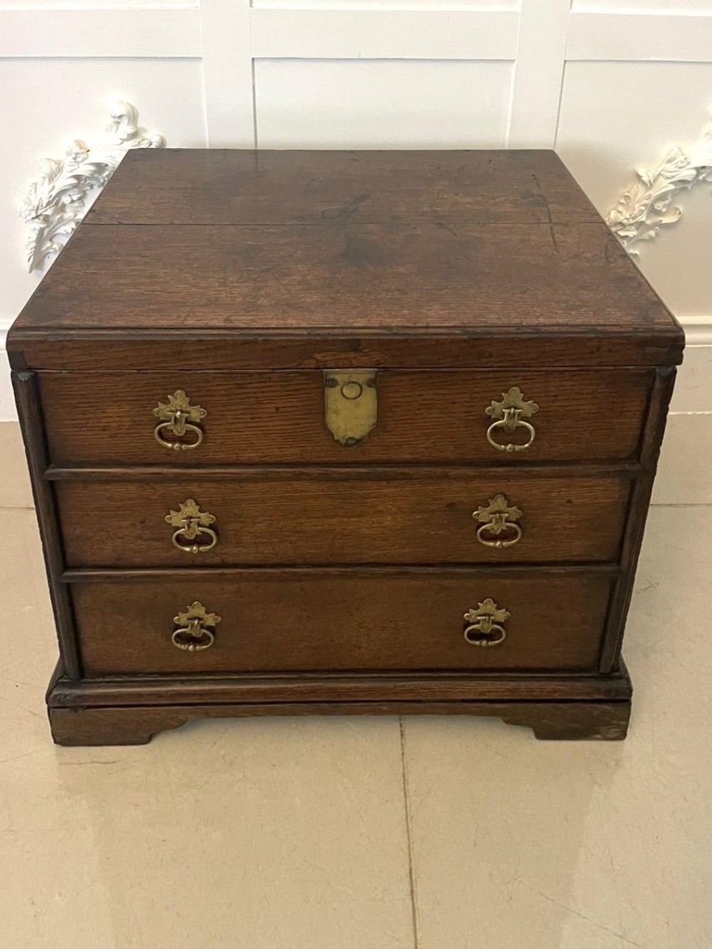Antique George I Quality Oak Box Chest 