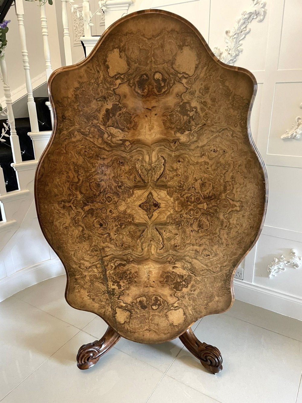 Outstanding Quality Antique Victorian Large Carved Burr Walnut Centre Table 