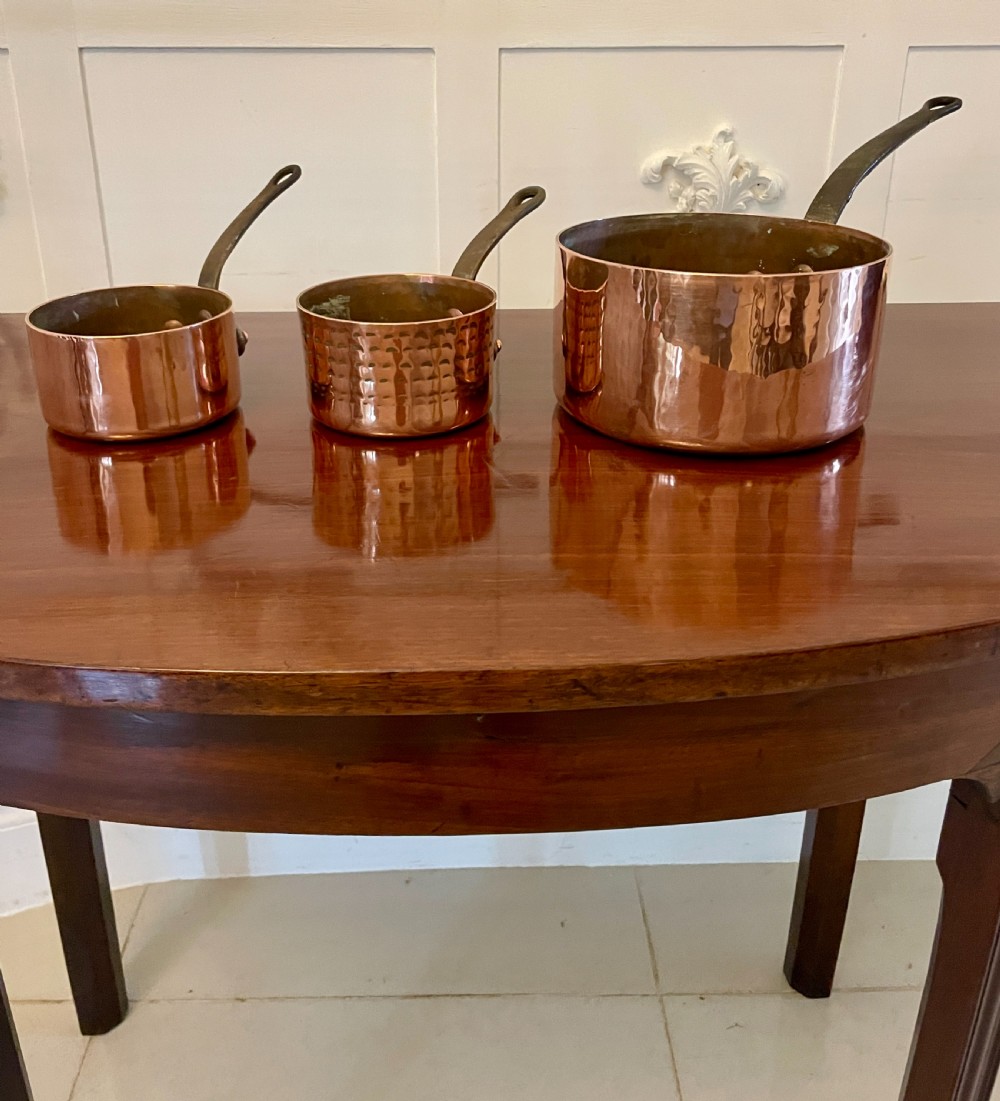 Three Antique Victorian Copper Pans