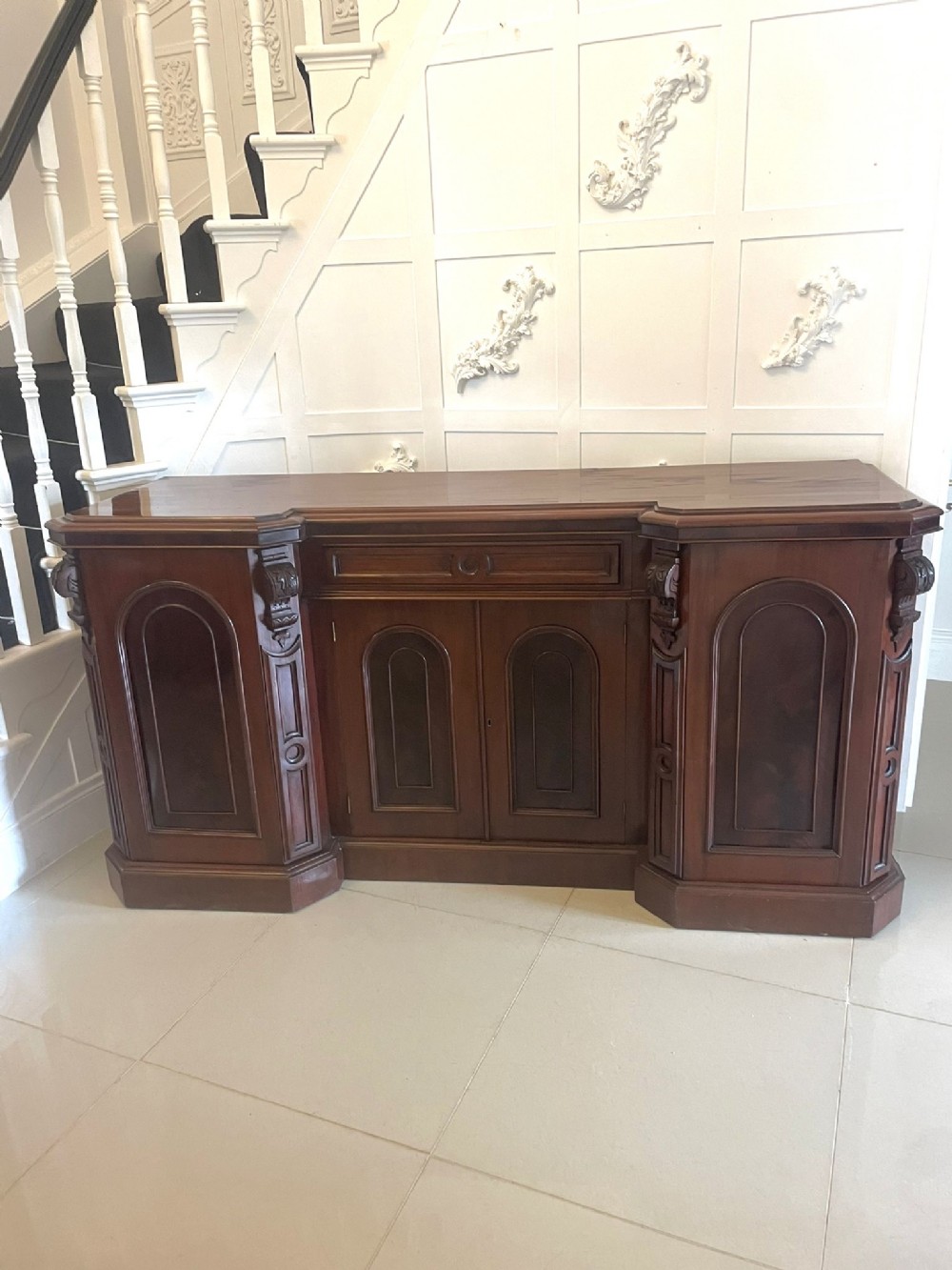 Antique Victorian Quality Figured Mahogany Four Door Sideboard 