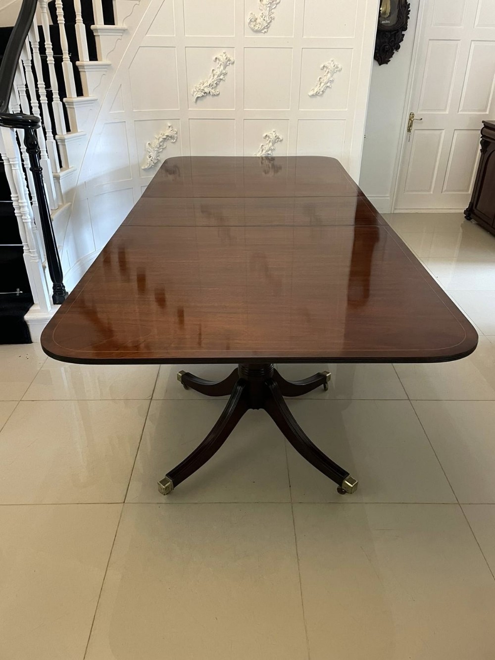Large 12 Seater Antique Quality Mahogany Two Pilar Dining Table 74 x 122 x 224 cm