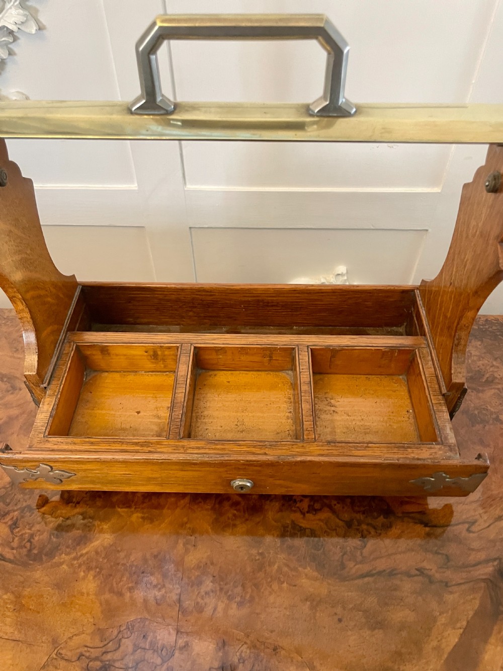 Antique Victorian Quality Oak Tantalus by Mappin & Webb View II