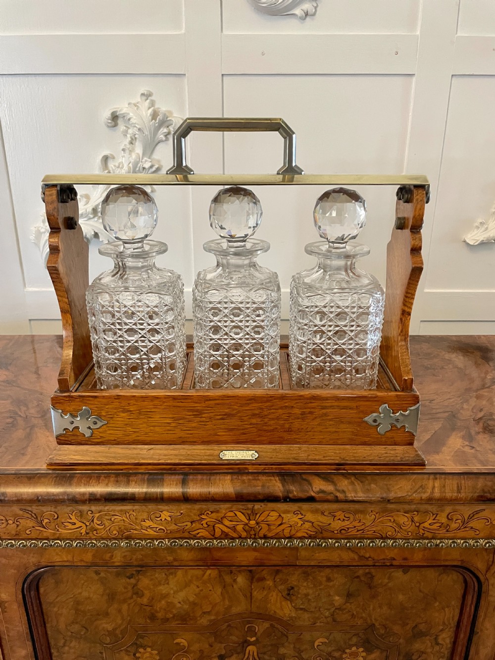 Antique Victorian Quality Oak Tantalus by Mappin & Webb View VI