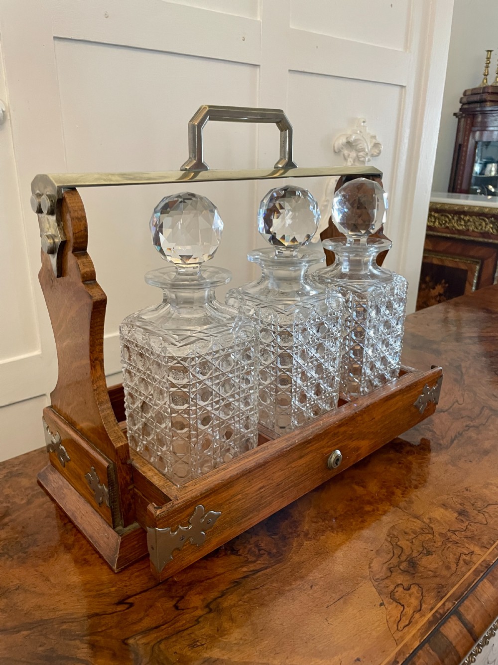 Antique Victorian Quality Oak Tantalus by Mappin & Webb View IX