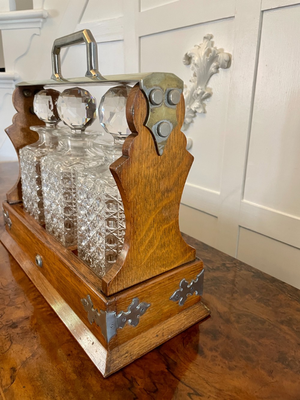 Antique Victorian Quality Oak Tantalus by Mappin & Webb View XII