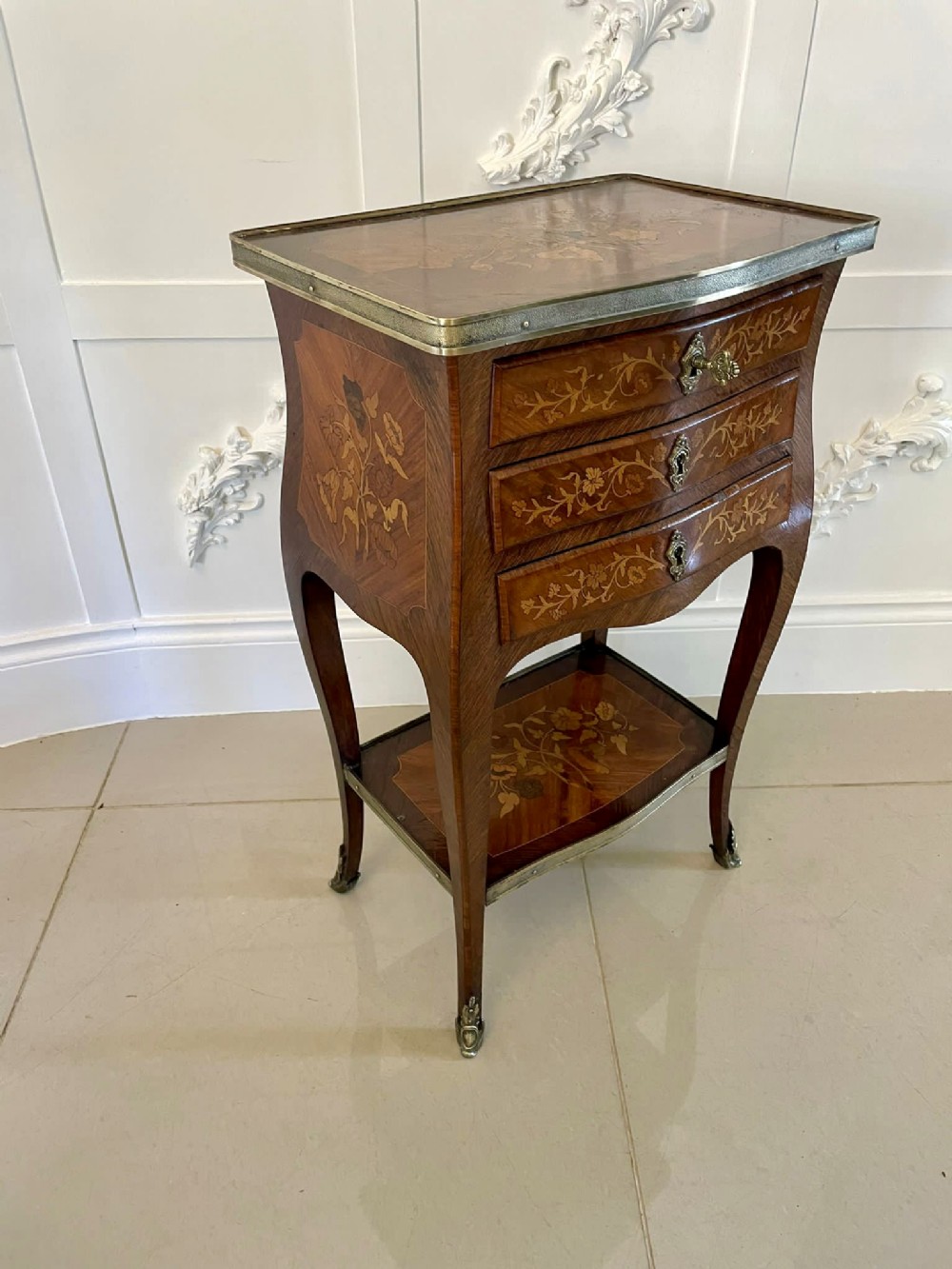 Antique Victorian Freestanding Quality Marquetry Inlaid Kingwood Chest of Drawers 