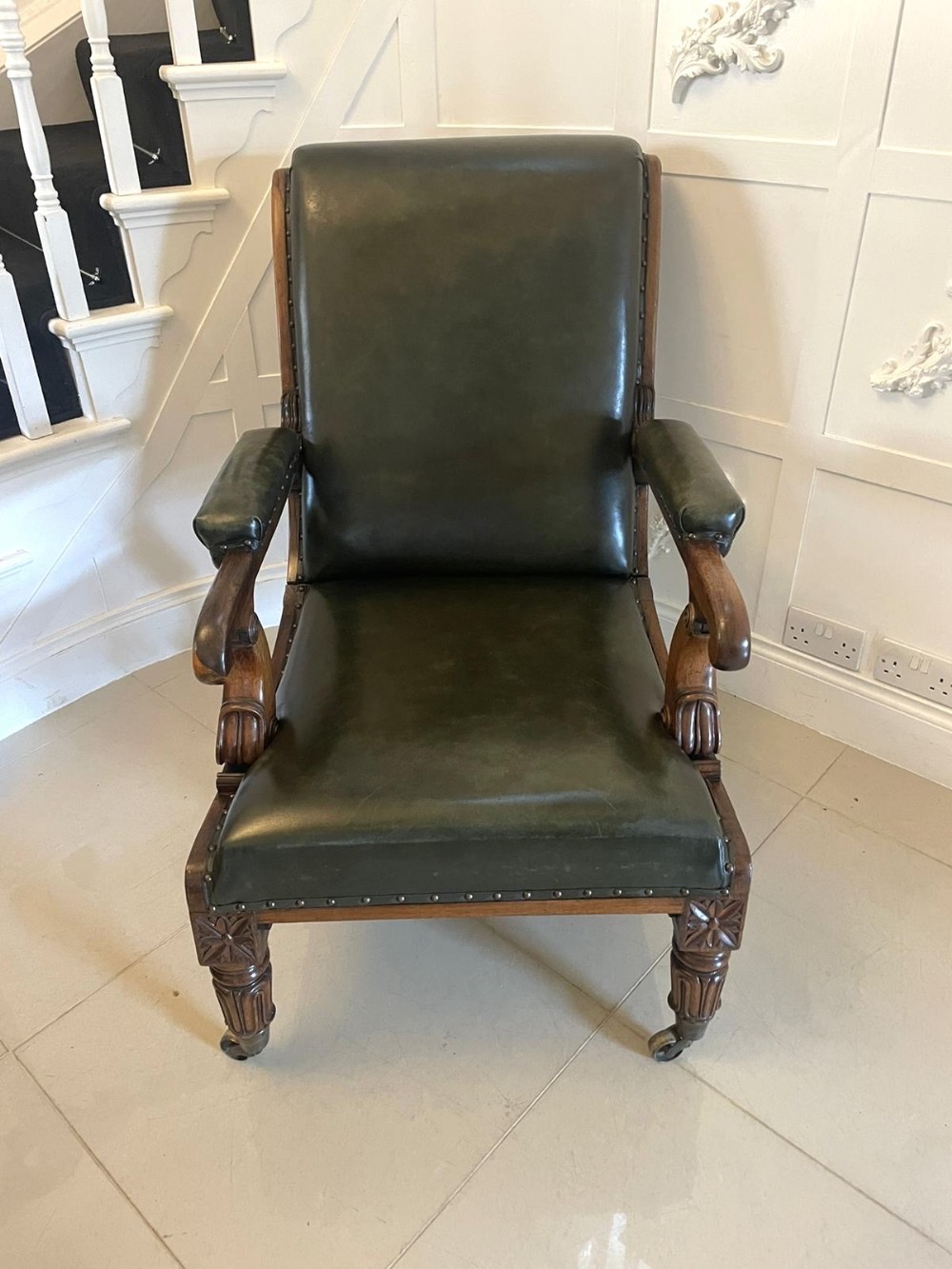 Outstanding Quality Antique Regency Quality Rosewood Reclining Armchair