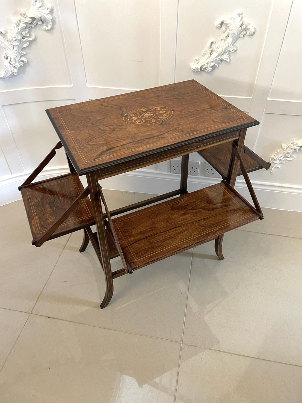 Unusual Antique Edwardian Quality Rosewood Inlaid Centre Table 