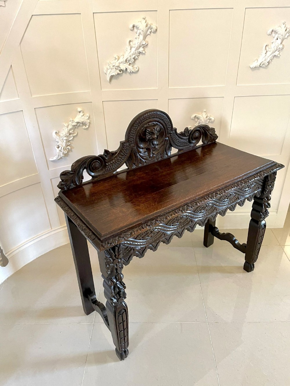 Antique Victorian Carved Oak Side Table