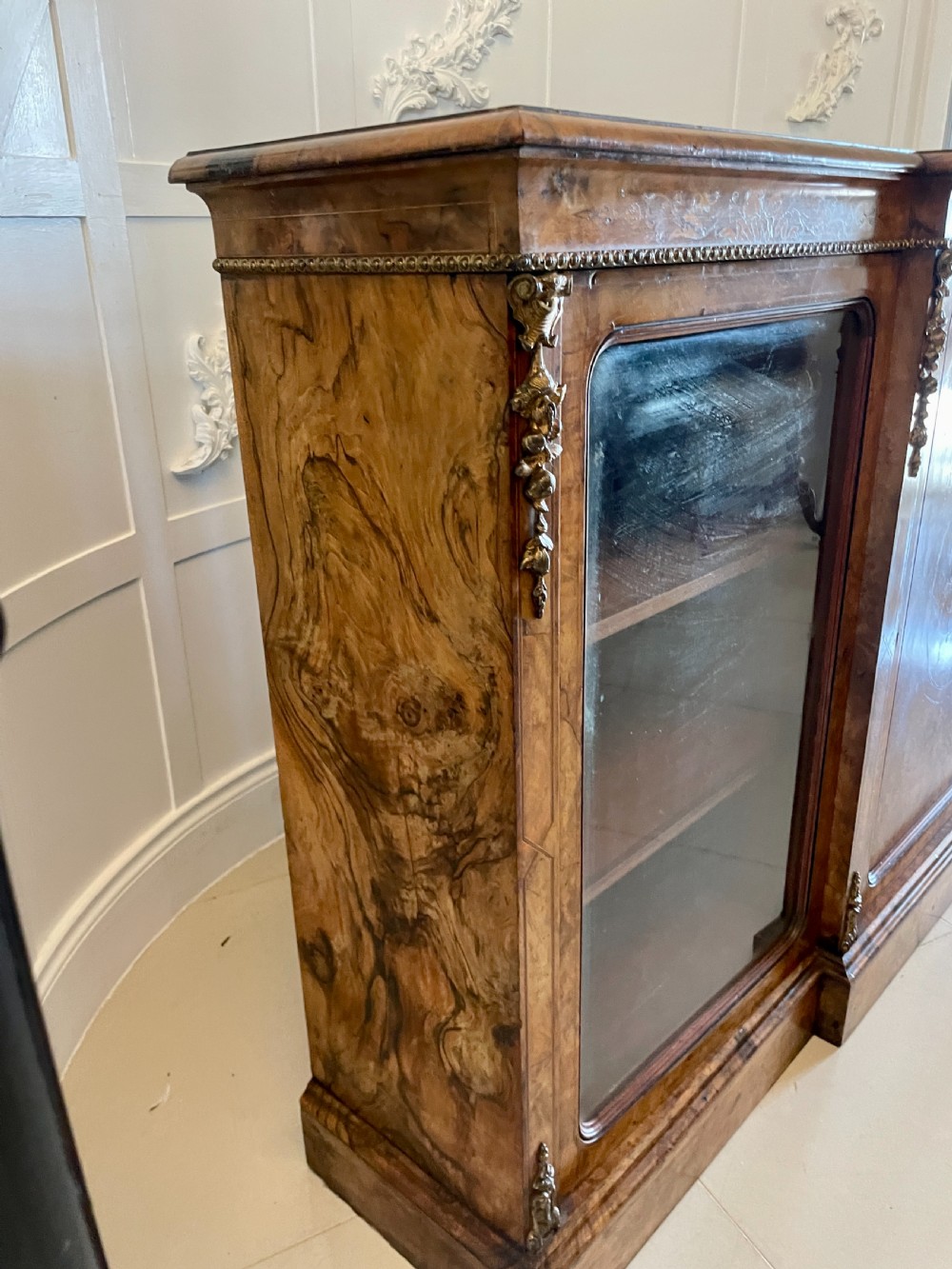 Outstanding Quality Antique Victorian Burr Walnut Marquetry Inlaid Credenza/Sideboard by Edwards and Roberts of London View V