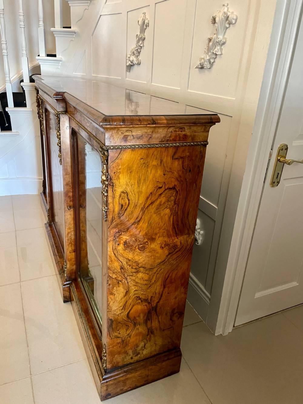 Outstanding Quality Antique Victorian Burr Walnut Marquetry Inlaid Credenza/Sideboard by Edwards and Roberts of London View VI