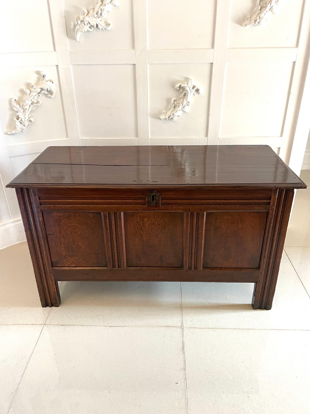 Antique 17th Century Quality Oak Panelled Coffer/Blanket Box 