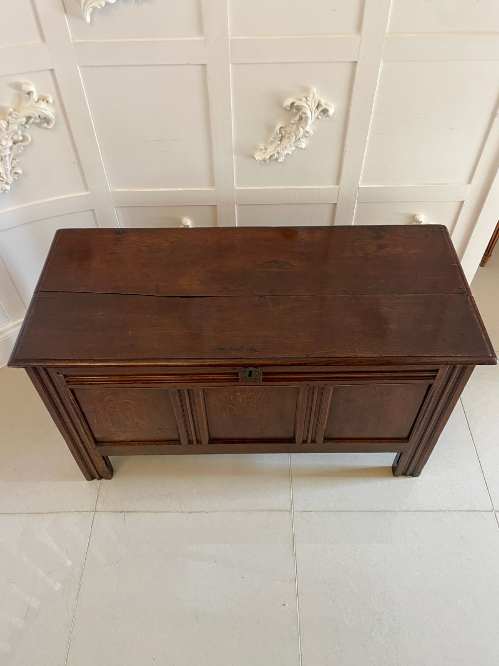 Antique 17th Century Quality Oak Panelled Coffer/Blanket Box  View III