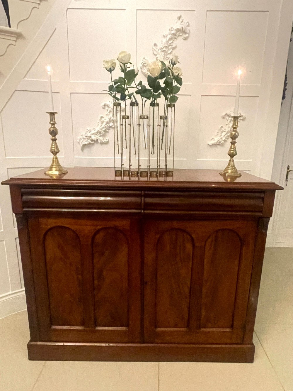 Antique Victorian Quality Figured Mahogany Sideboard  View II