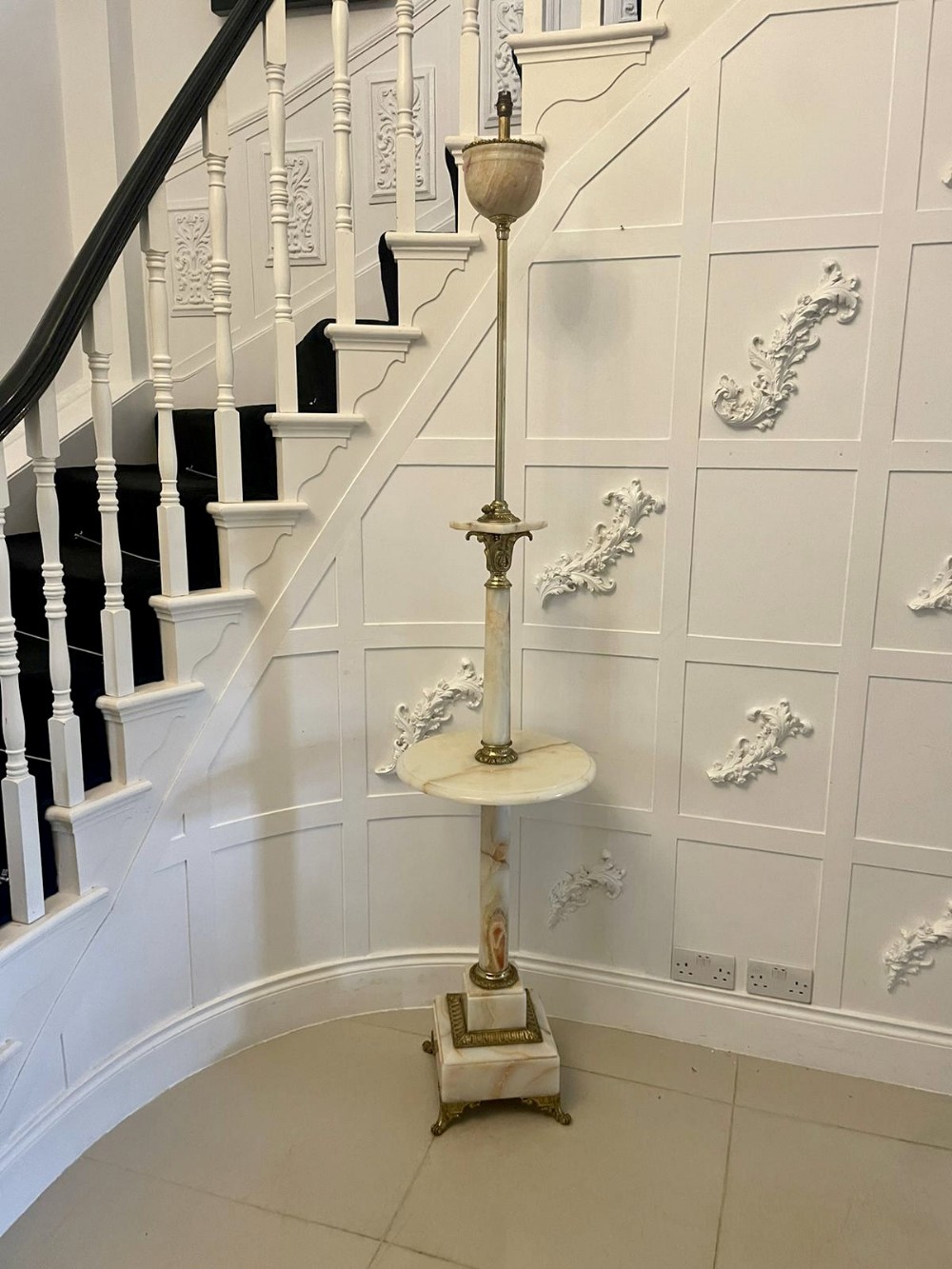 Unusual Antique Victorian French Onyx and Ormolu Extending Floor Lamp