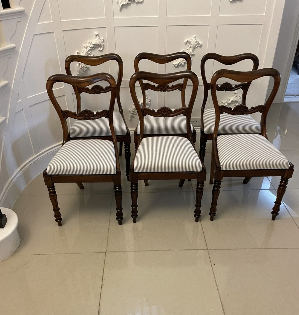 Set of Six Antique Victorian Quality Rosewood Dining Chairs