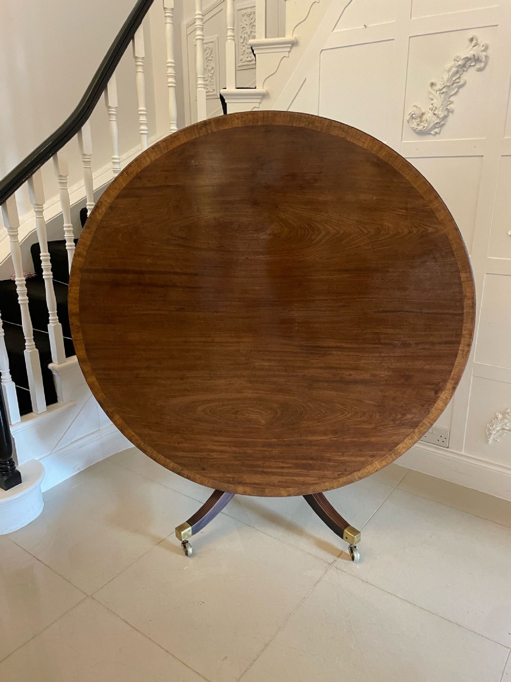 Antique 8 Seater George III Quality Figured Mahogany Circular Dining Table 