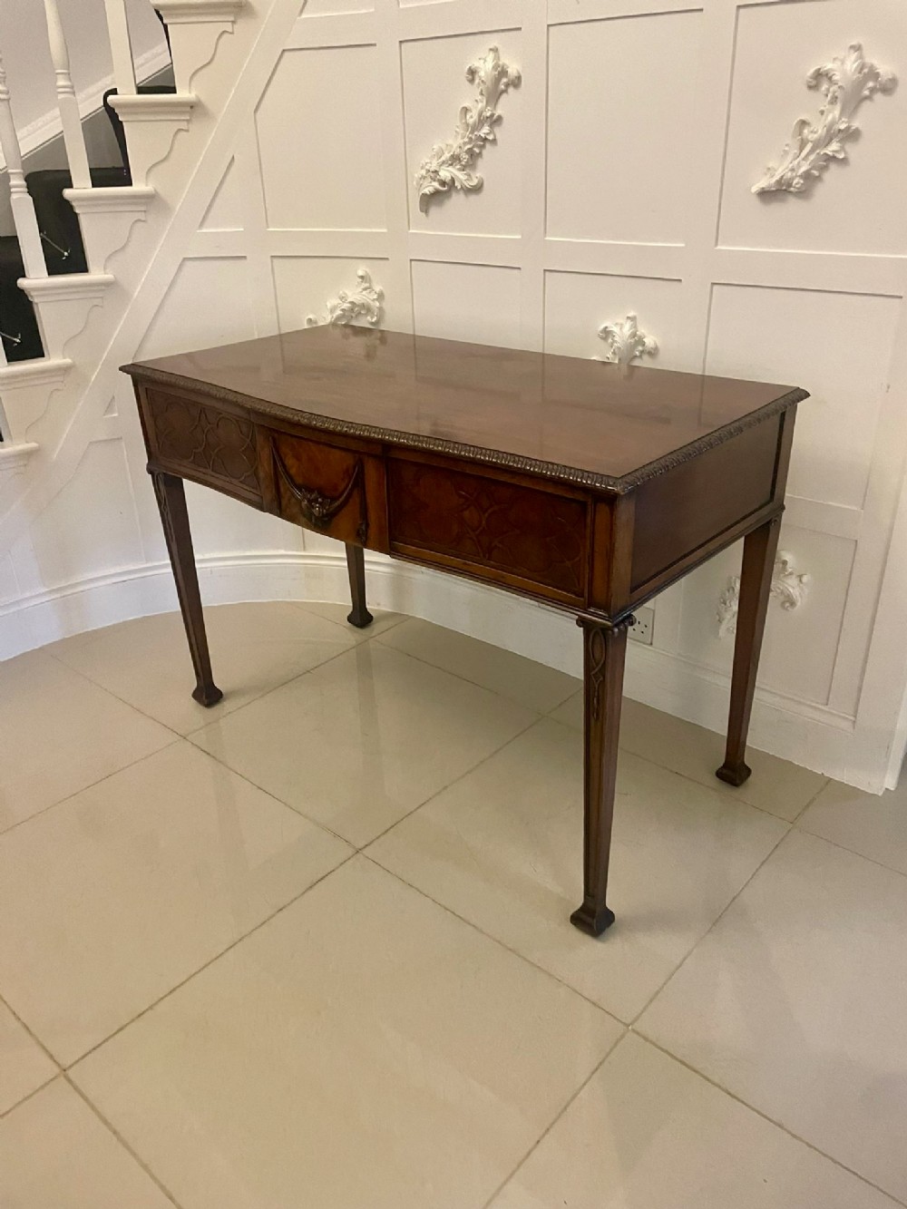 Antique Victorian Quality Carved Figured Mahogany Serving/Console Table 