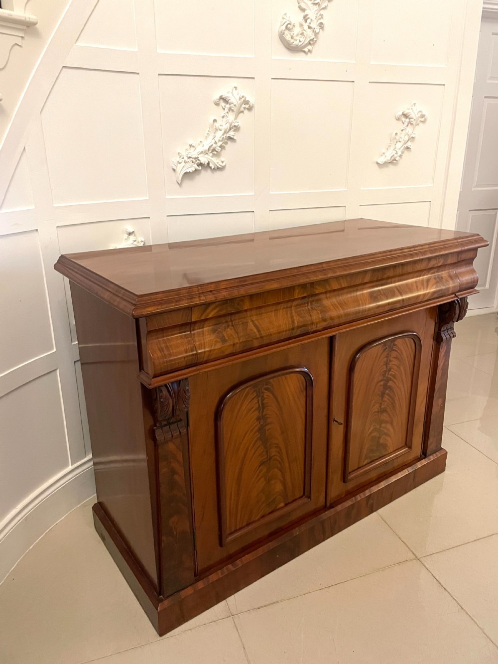 Antique Victorian Quality Figured Mahogany Sideboard