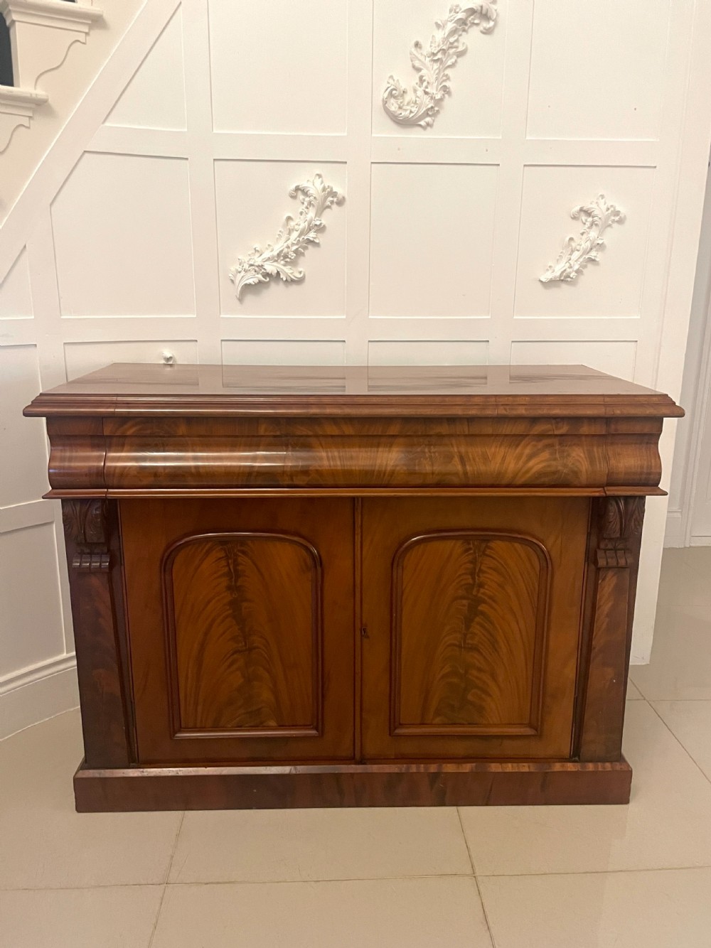 Antique Victorian Quality Figured Mahogany Sideboard View IV