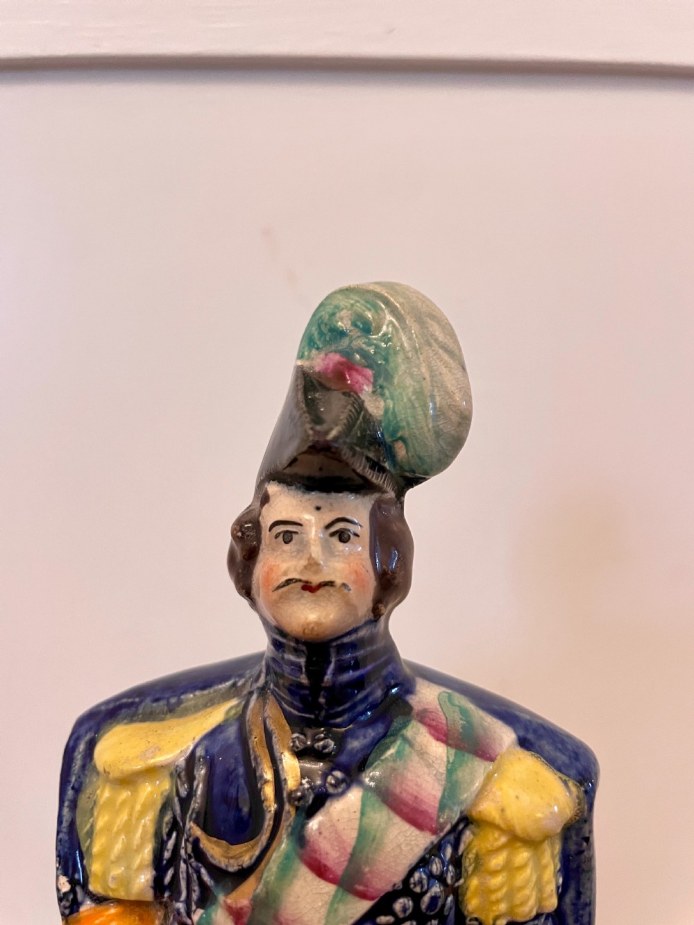 Antique Victorian Staffordshire Flatback Figure in Military Dress  View IV